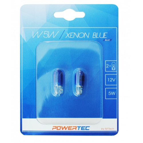 Bec POWERTEC W5W XENON BLUE T10 12V 5W WEGDE Blue Blister 2buc