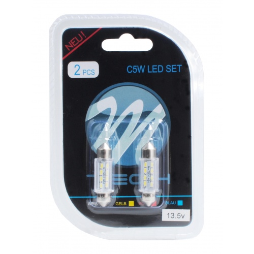 Bec LED M-TECH C5W, C10W - SV8.5 - 36mm (8X SMD - 1W Alb) Blister x 2buc